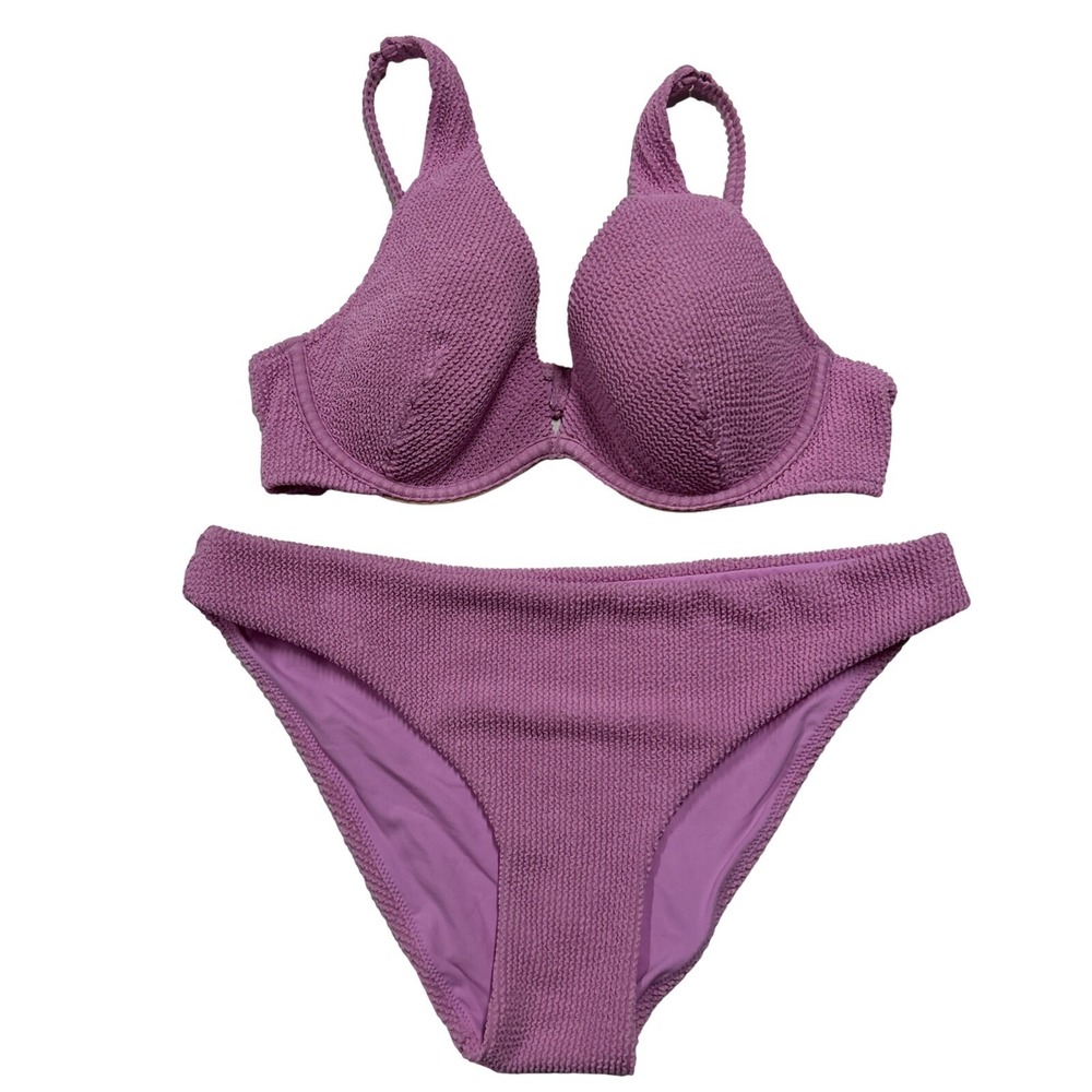 Vetchy Bikini Large Pink Laguna Crinkle Pink Set Vacation Resortwear Swimsuit